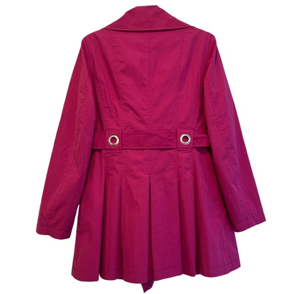 Princess Style Trench Coat Belt Double Breasted Pleated Hot Pink Size Large - Picture 12 of 16